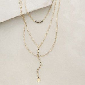 Anthropologie  - 3 Strand Necklace w/Pyrite Beads